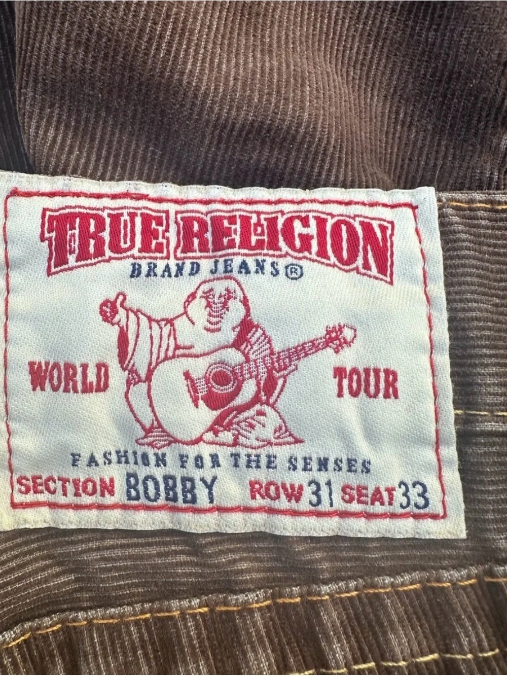 True Religion Bobby Men’s Vintage Classic Fit Corduroy Jeans Pants Brown ~Row 31